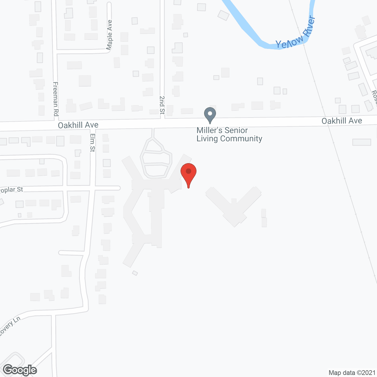 Map of the neighborhood around Miller's Merry Manor