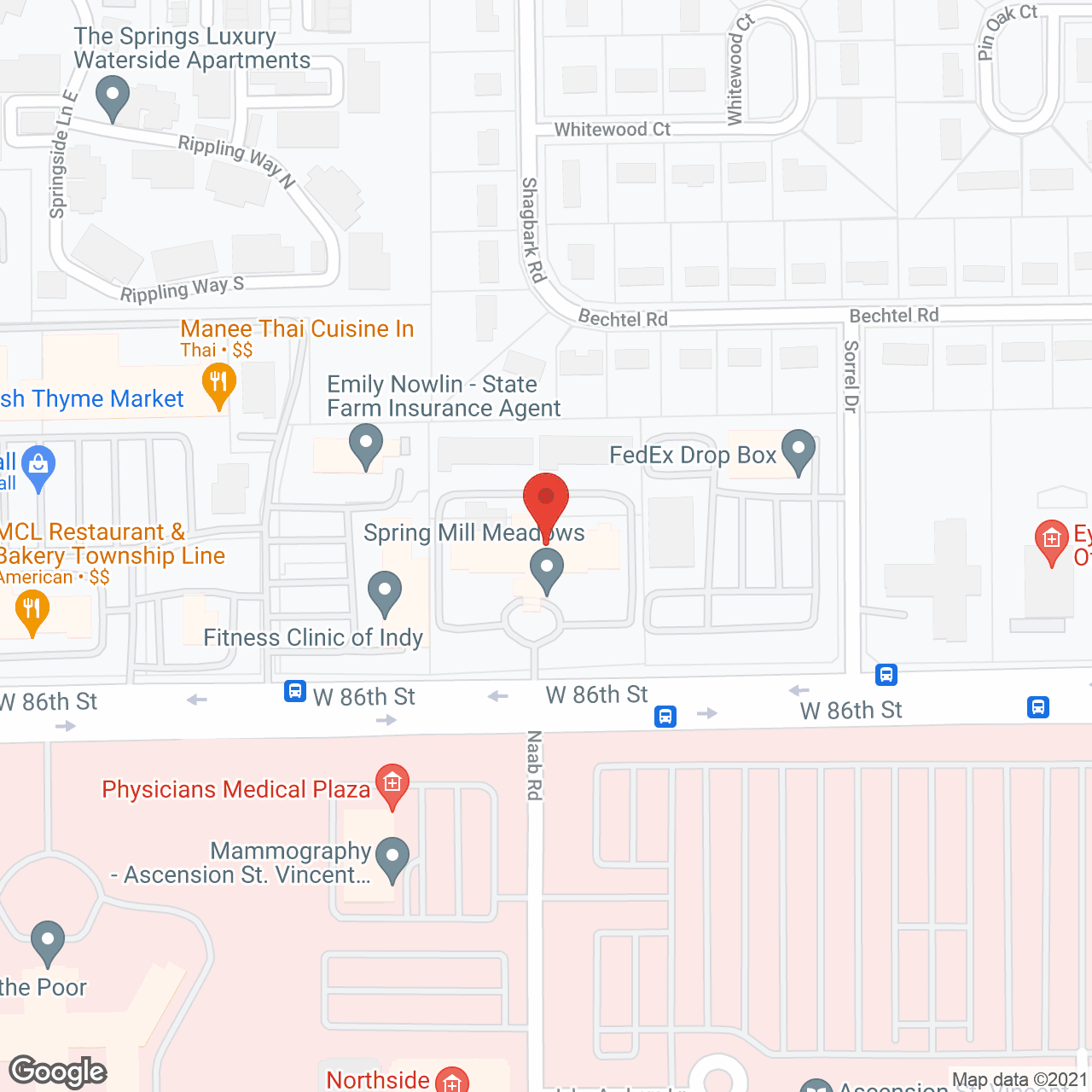 Map of the neighborhood around Spring Mill Meadows