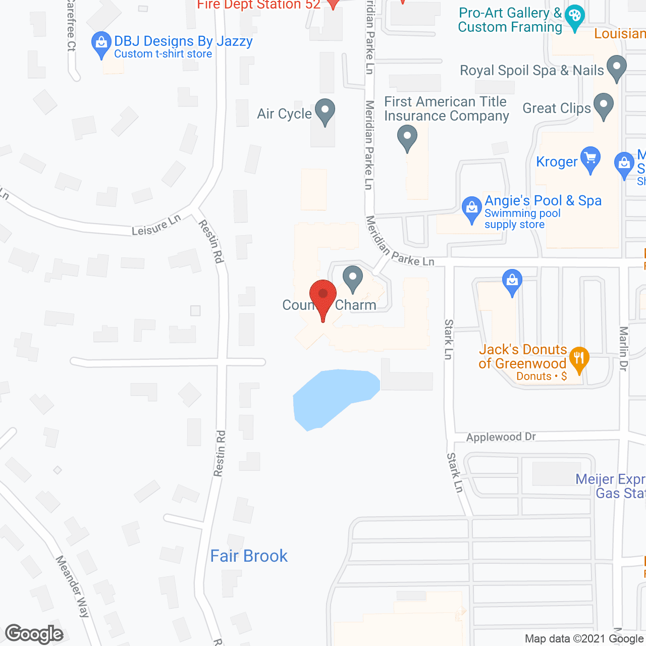 Map of the neighborhood around Country Charm