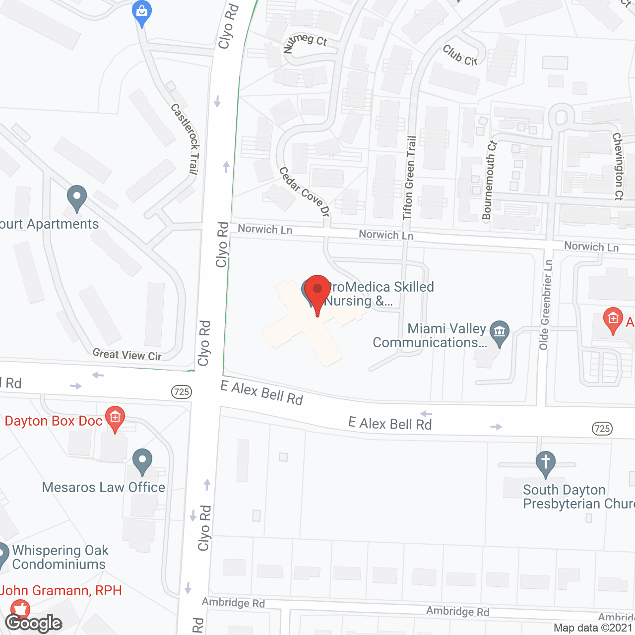 Map of the neighborhood around ProMedica Centerville