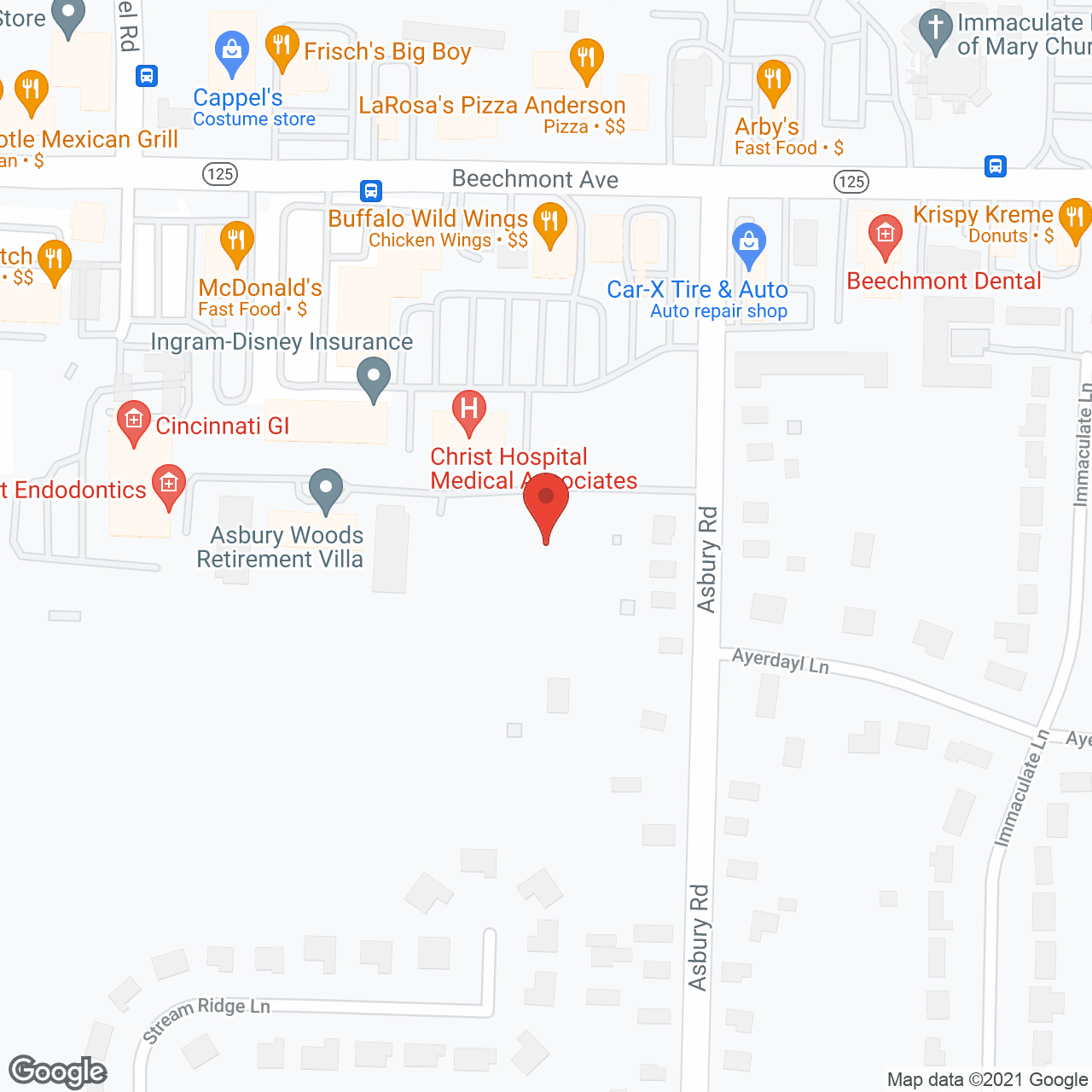 Map of the neighborhood around Asbury Woods Retirement Villa