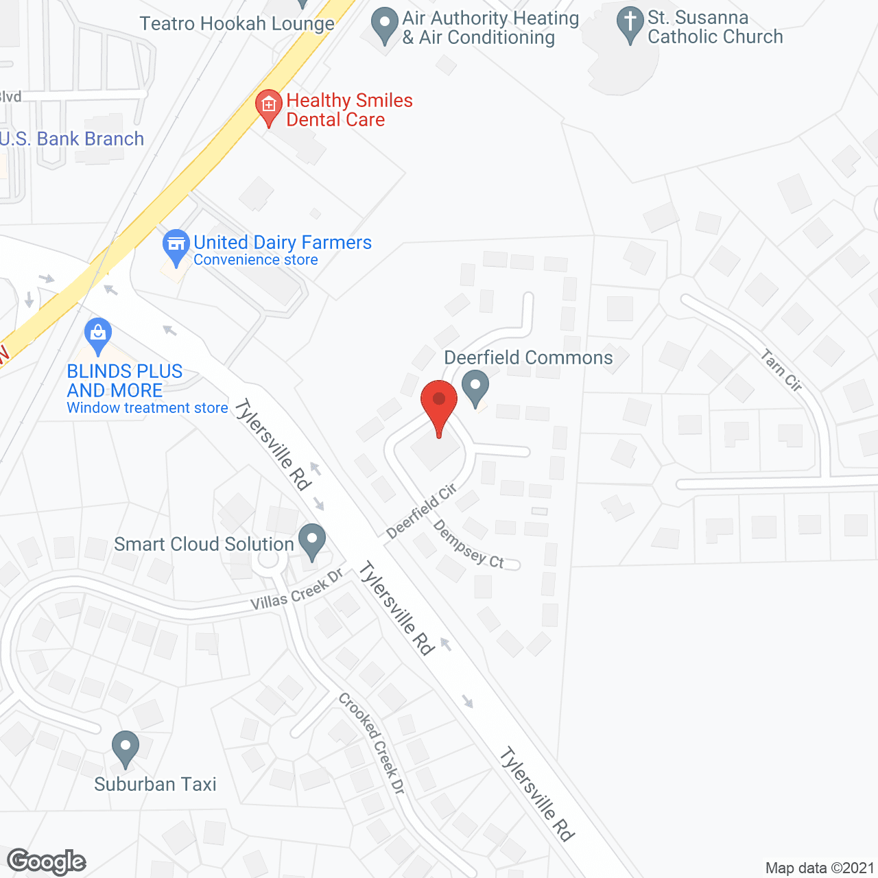 Map of the neighborhood around Deerfield Commons Retirement