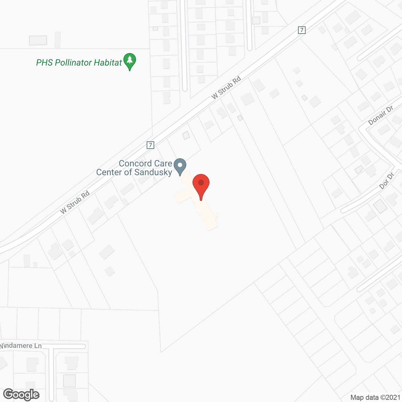 Map of the neighborhood around Briarfield of Sandusky
