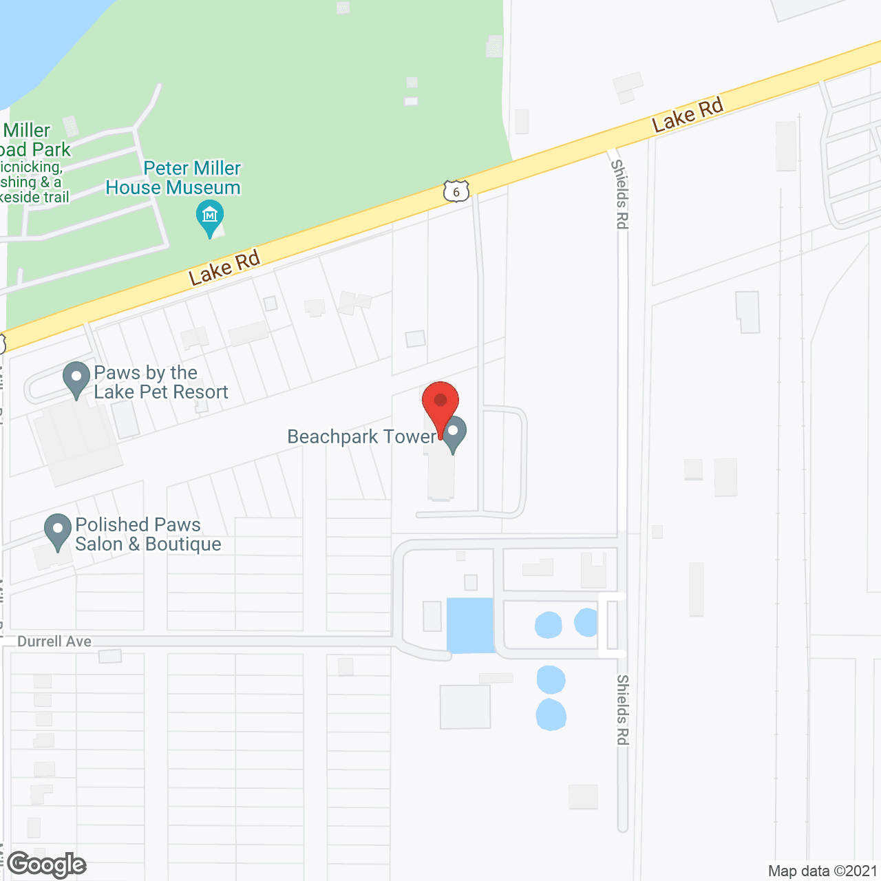 Map of the neighborhood around Beach Park Towers