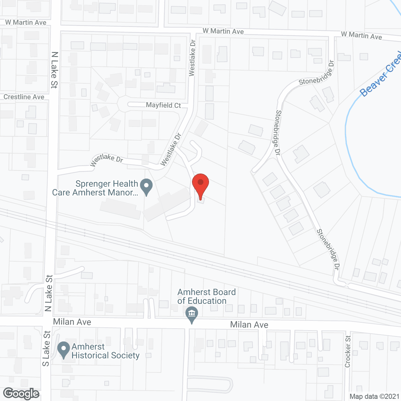 Map of the neighborhood around Amherst Manor Assisted Living