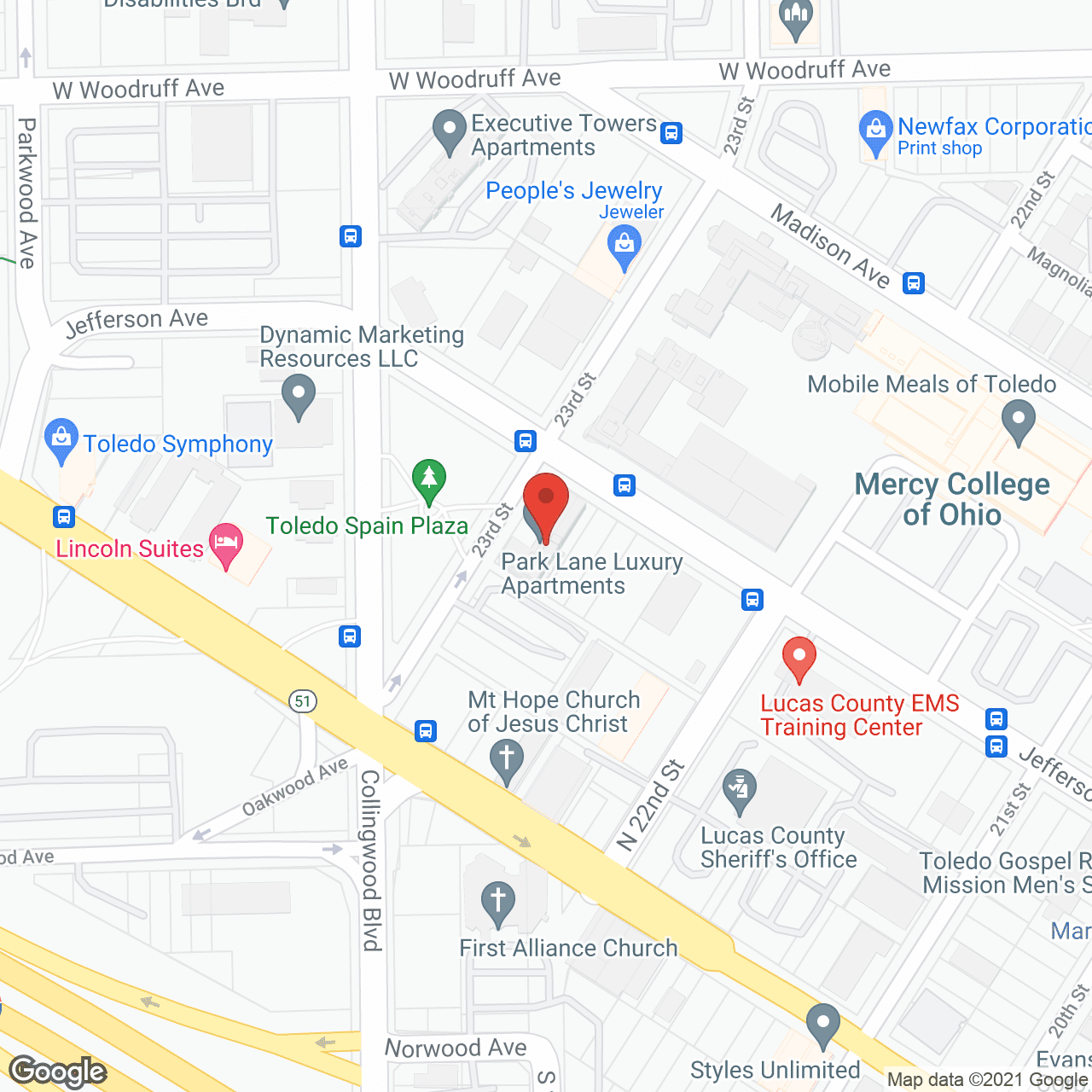 Map of the neighborhood around Park Lane