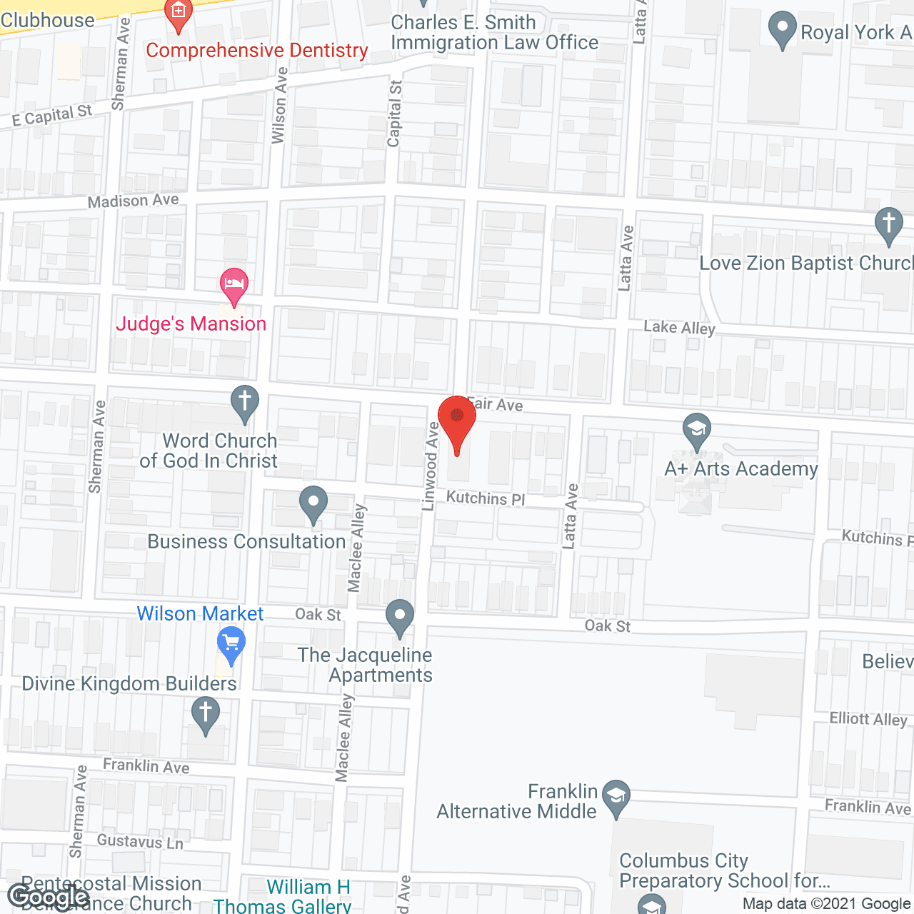Map of the neighborhood around Rosa Parks Apartments
