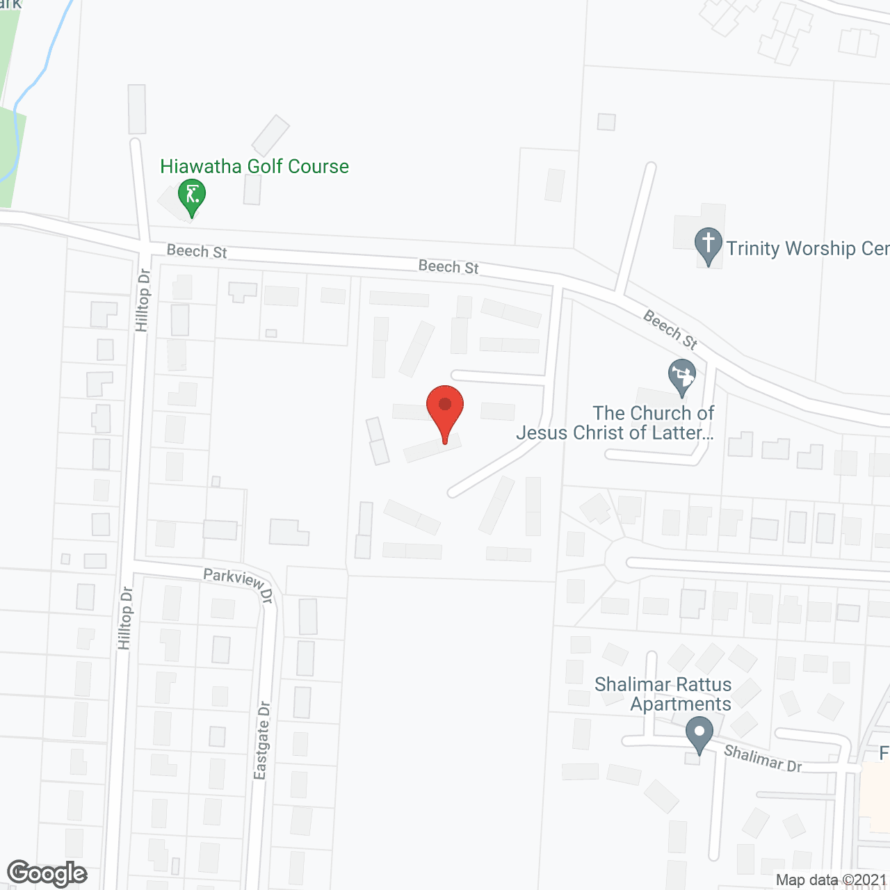 Map of the neighborhood around Hiawatha Senior Village