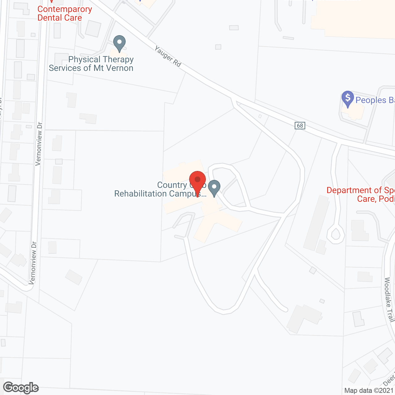 Map of the neighborhood around Country Club Retirement Ctr