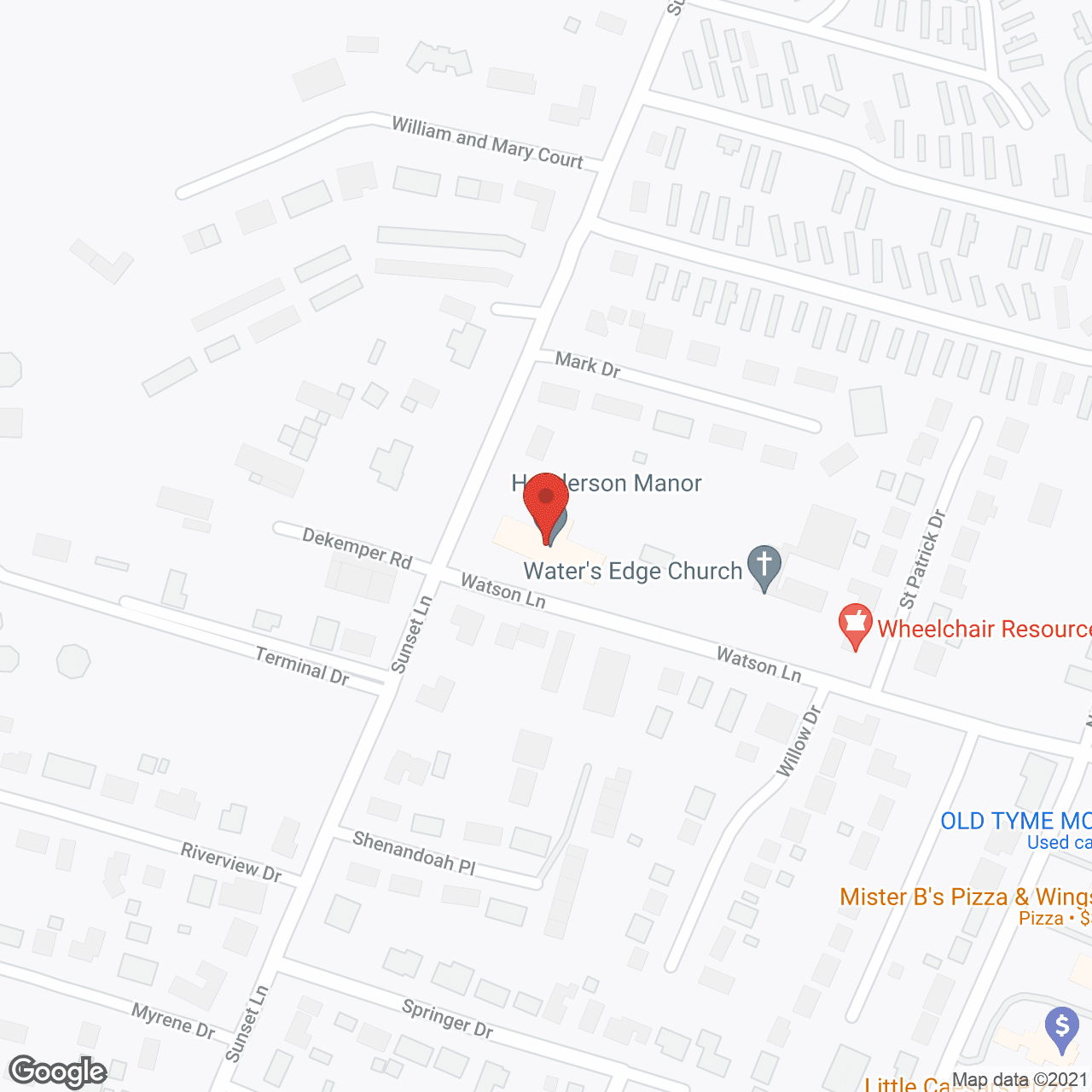 Map of the neighborhood around Henderson Manor