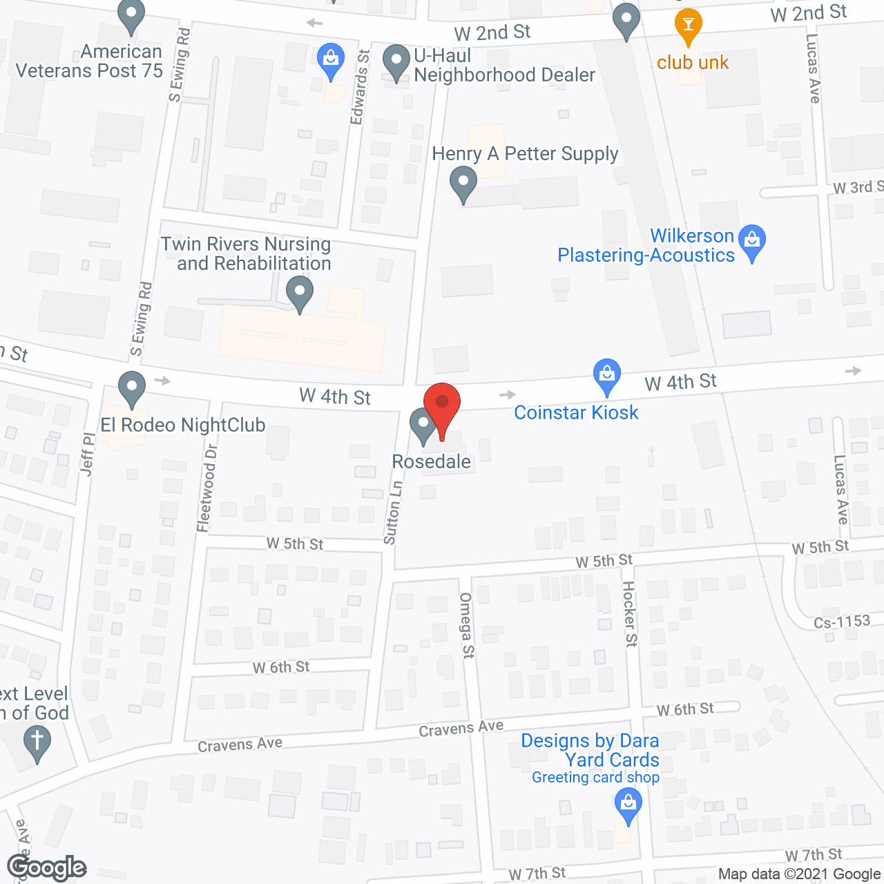 Map of the neighborhood around Rosedale Rest Home