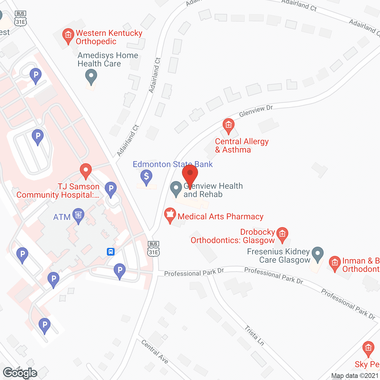 Map of the neighborhood around Glenview Health Care Facility