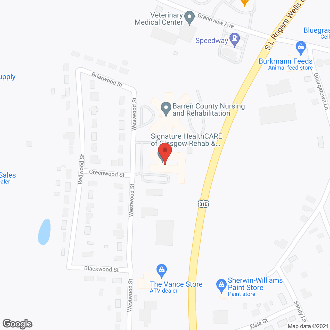 Map of the neighborhood around Glasgow Health Care Facility