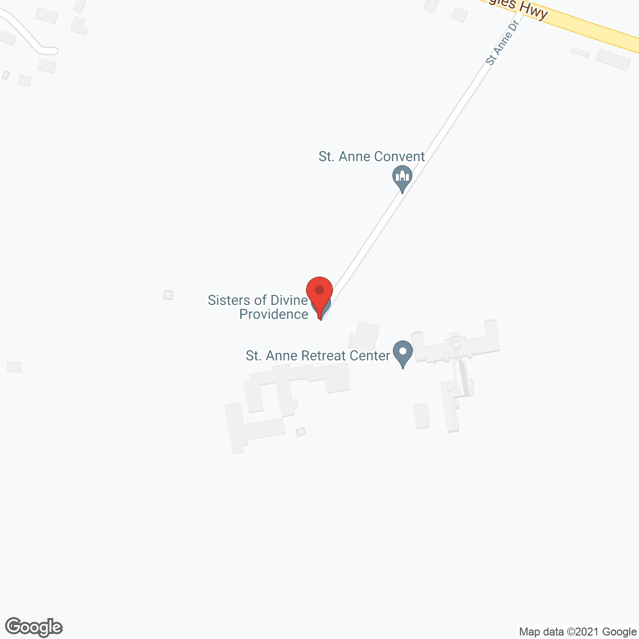 Map of the neighborhood around Holy Family Retirement Ctr