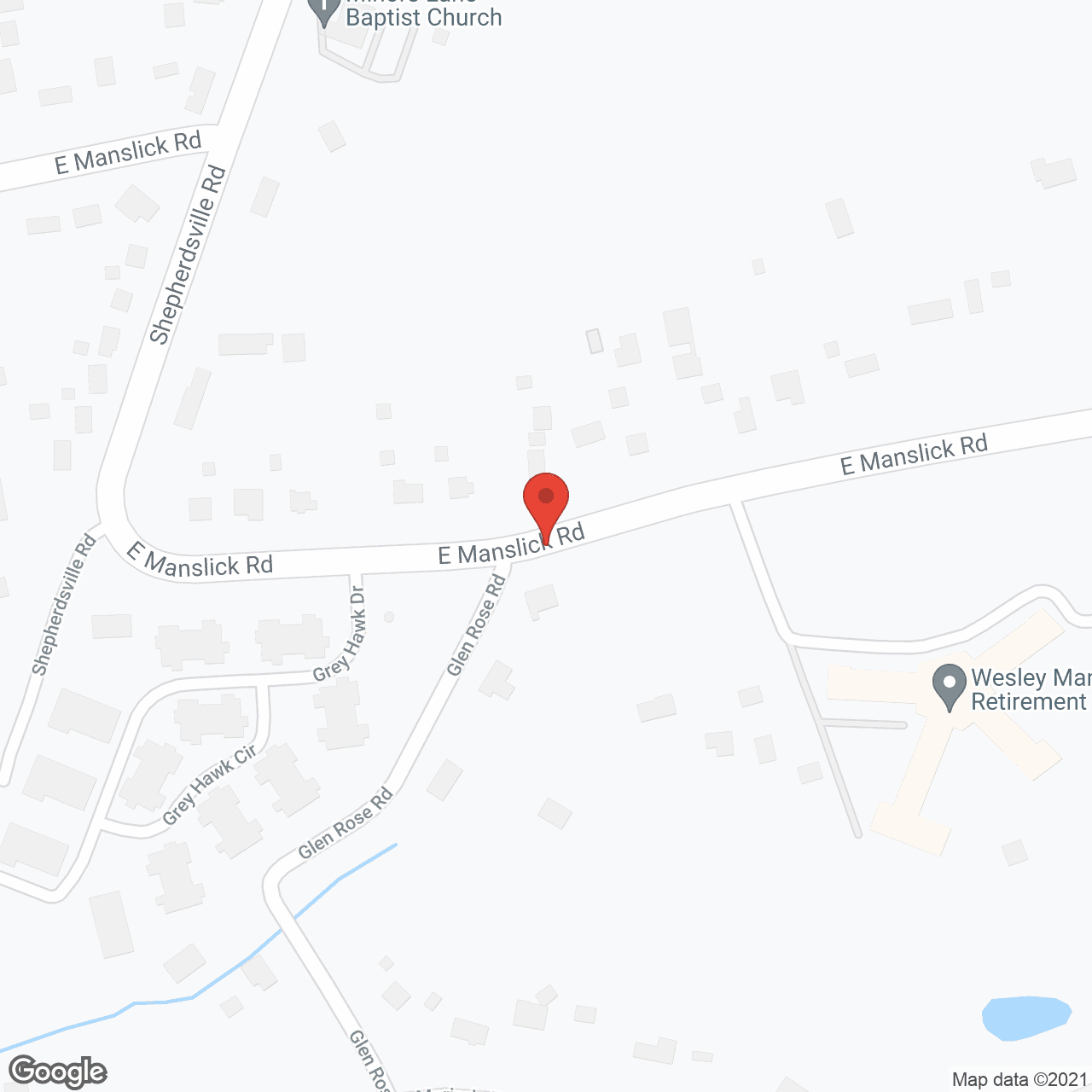 Map of the neighborhood around Wesley Manor Retirement Community