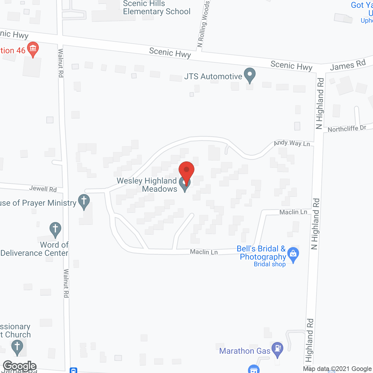 Map of the neighborhood around Wesley Highland Meadows
