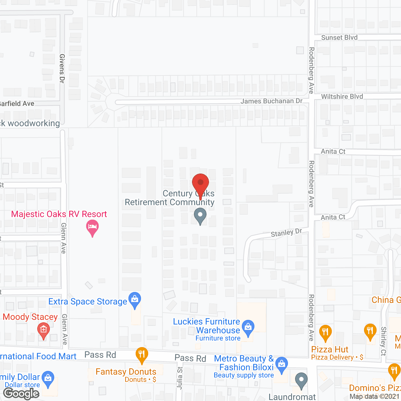 Map of the neighborhood around Century Oaks