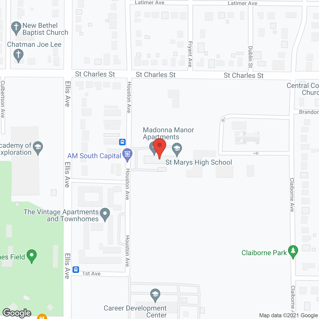 Map of the neighborhood around Madonna Manor