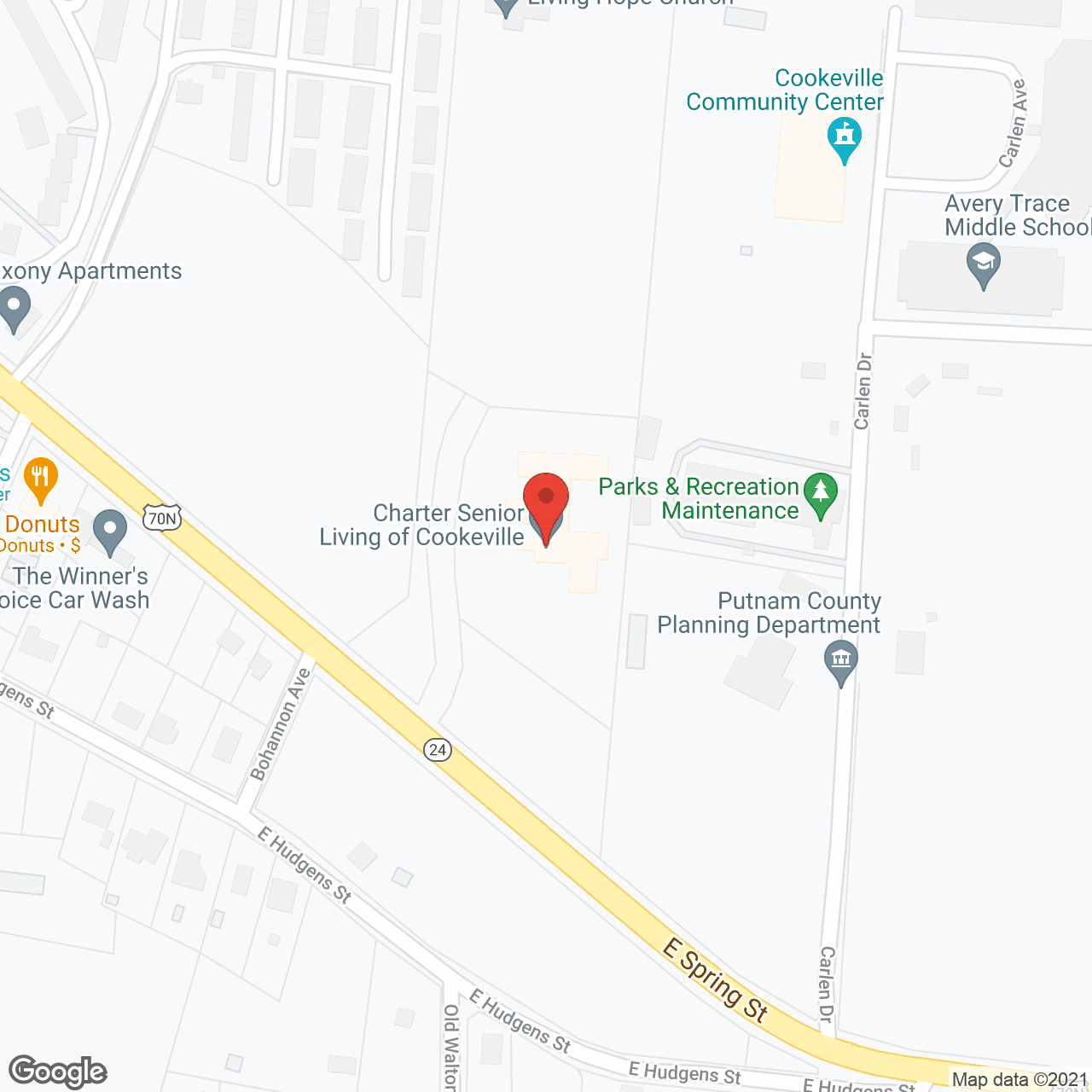 Map of the neighborhood around Morningside of Cookeville