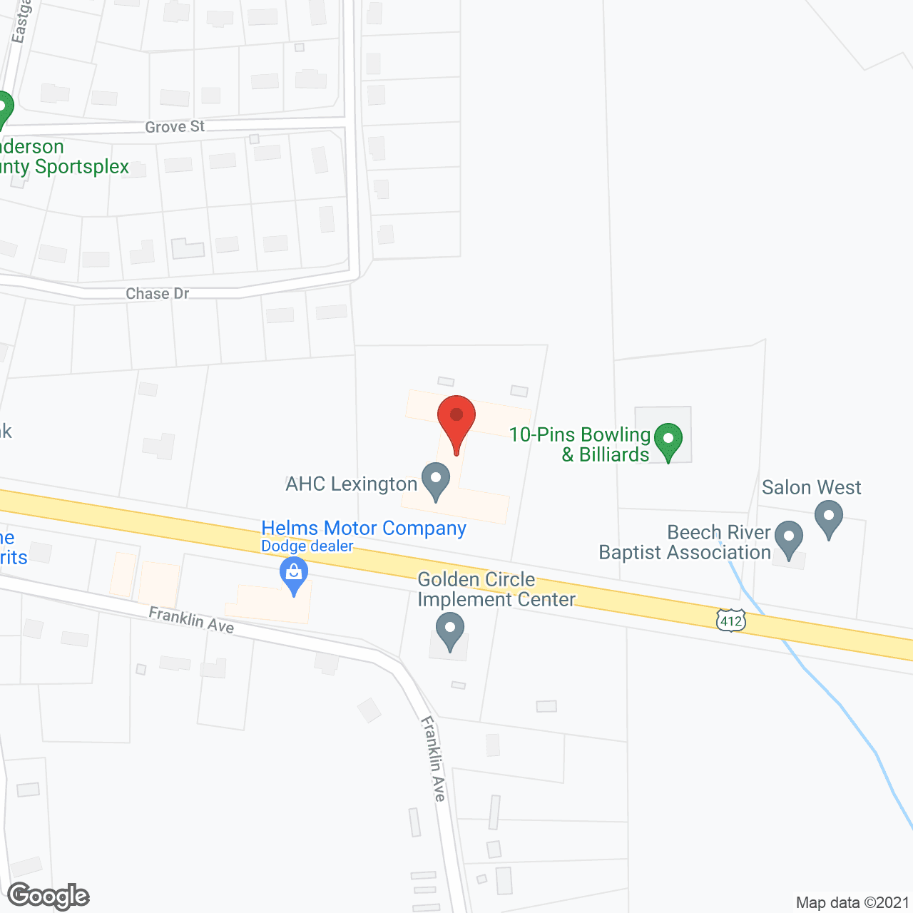 Map of the neighborhood around Lexington Manor Nursing Ctr