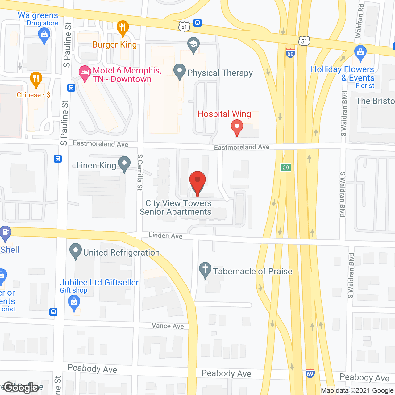 Map of the neighborhood around City View Towers