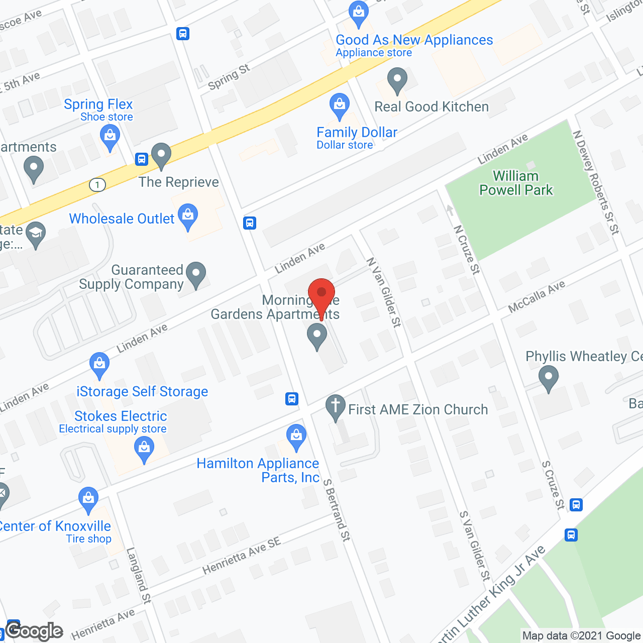 Map of the neighborhood around Morningside Gardens