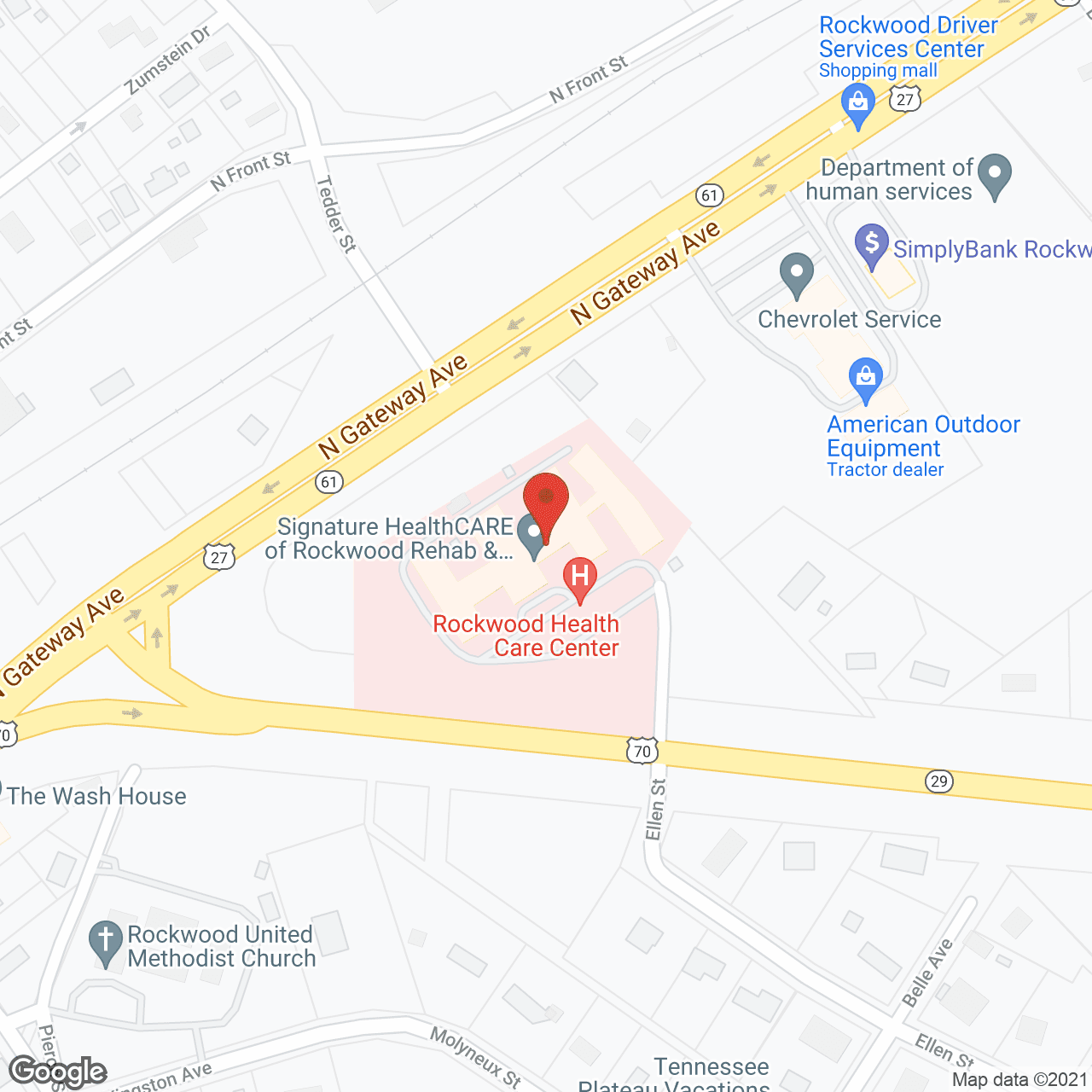 Map of the neighborhood around Rockwood Health Care Ctr