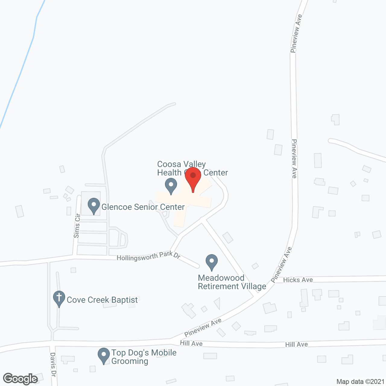 Map of the neighborhood around Coosa Valley Health Care Ctr