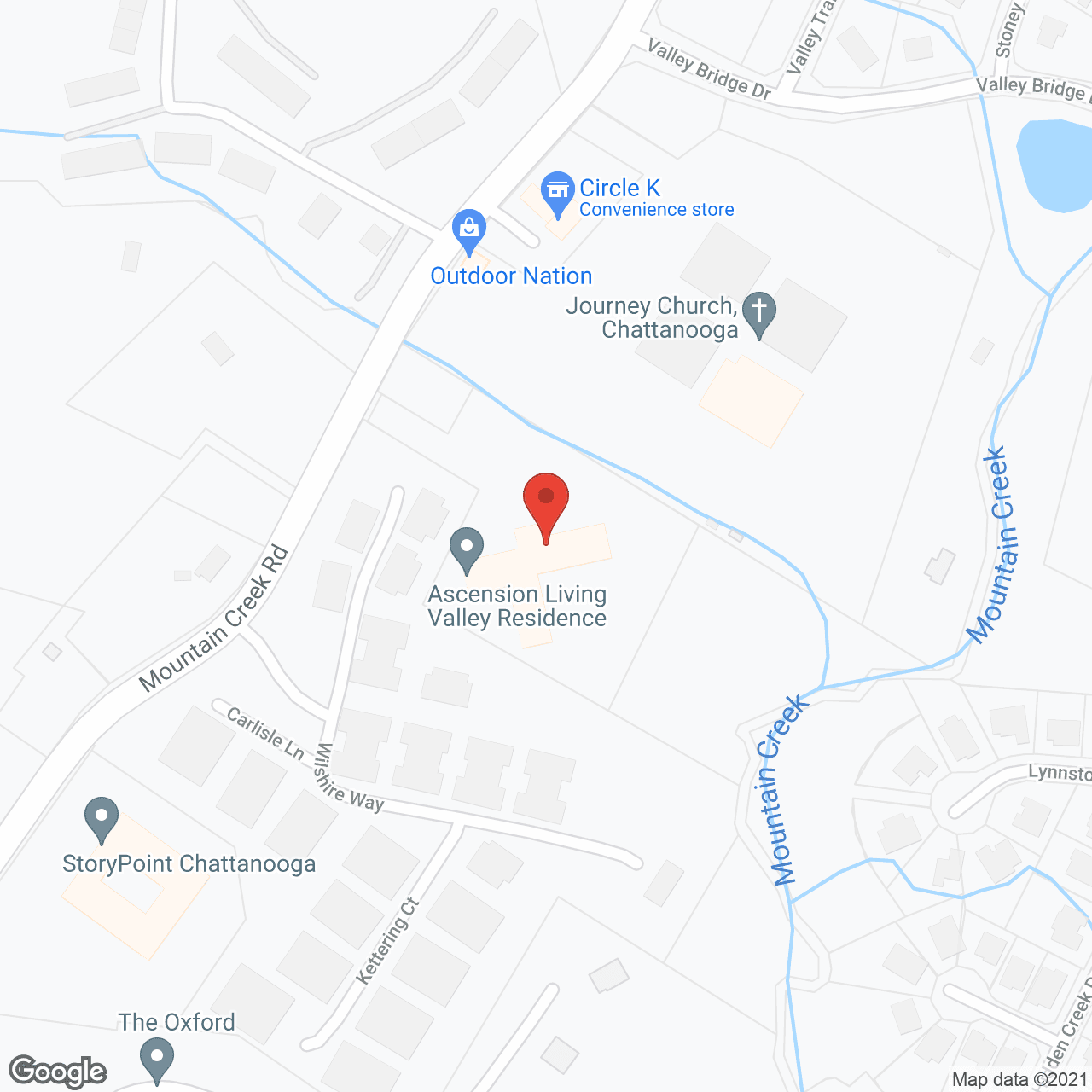 Map of the neighborhood around Ascension Living Valley Residence