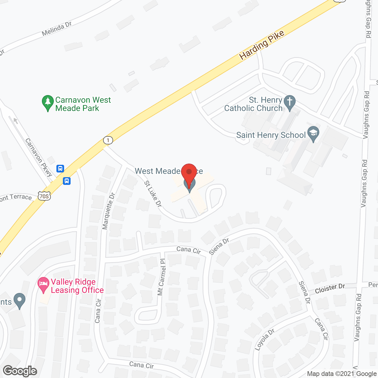 Map of the neighborhood around West Meade Place