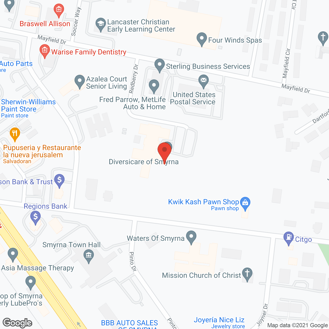 Map of the neighborhood around Diversicare of Smyrna