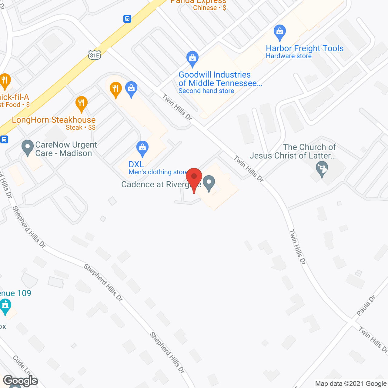 Map of the neighborhood around Carriage Crossing at Rivergate
