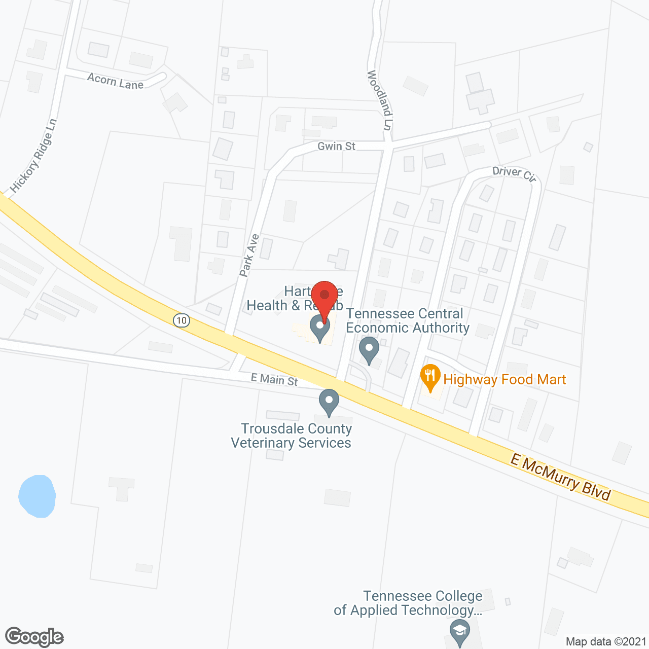 Map of the neighborhood around Hartsville Convalescent Center