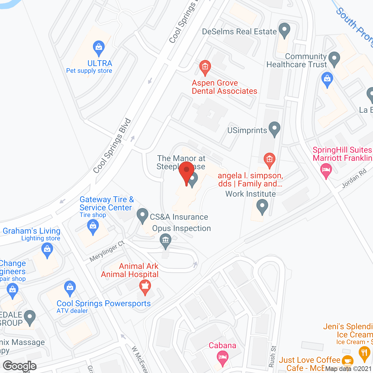 Map of the neighborhood around Manor at Steeplechase