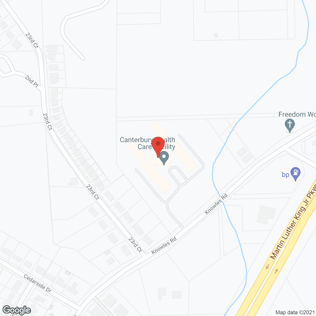 Map of the neighborhood around Canterbury Health Facility