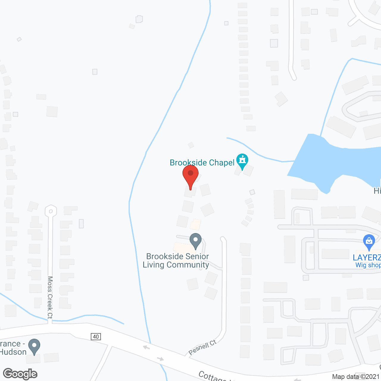 Map of the neighborhood around Brookside Retirement Community
