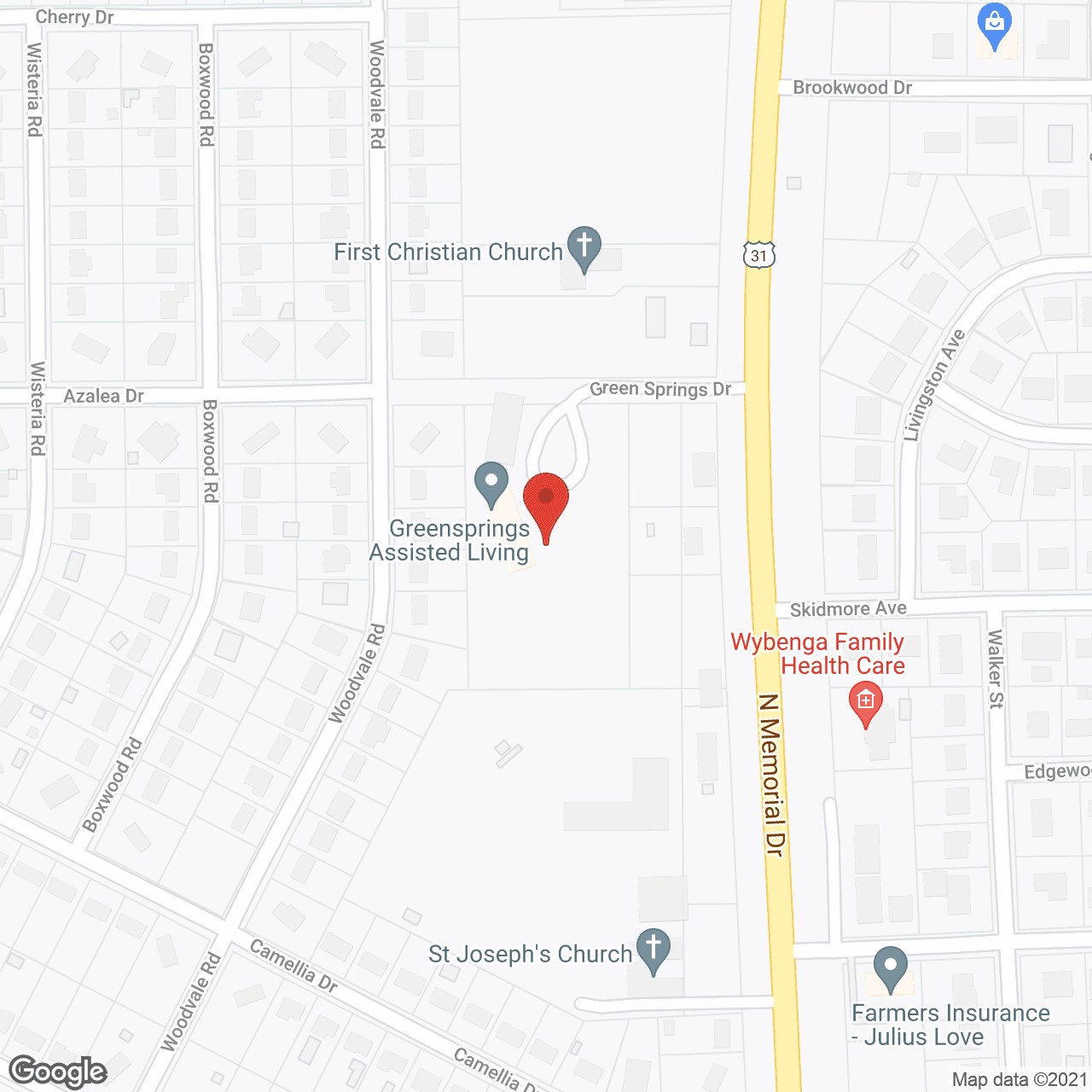 Map of the neighborhood around Greensprings Assisted Living