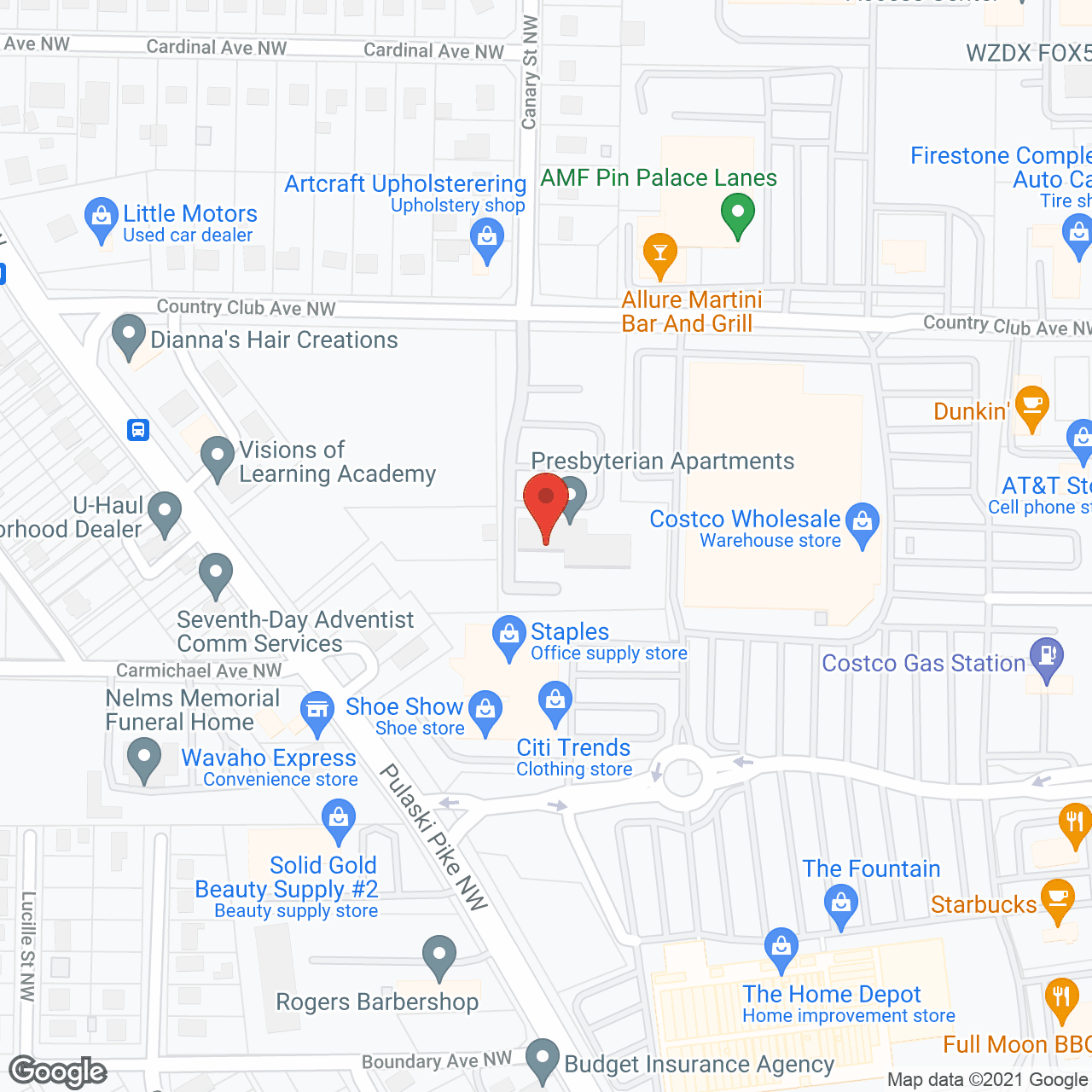 Map of the neighborhood around Presbyterian Apartments Inc