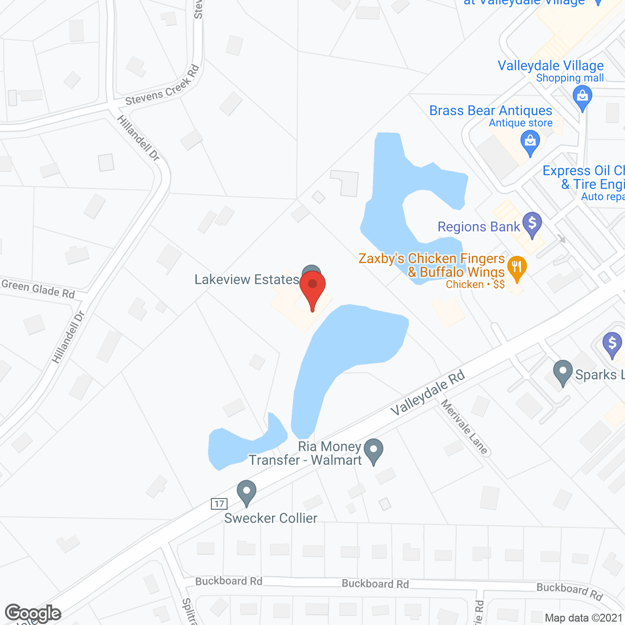 Map of the neighborhood around Lakeview Estates