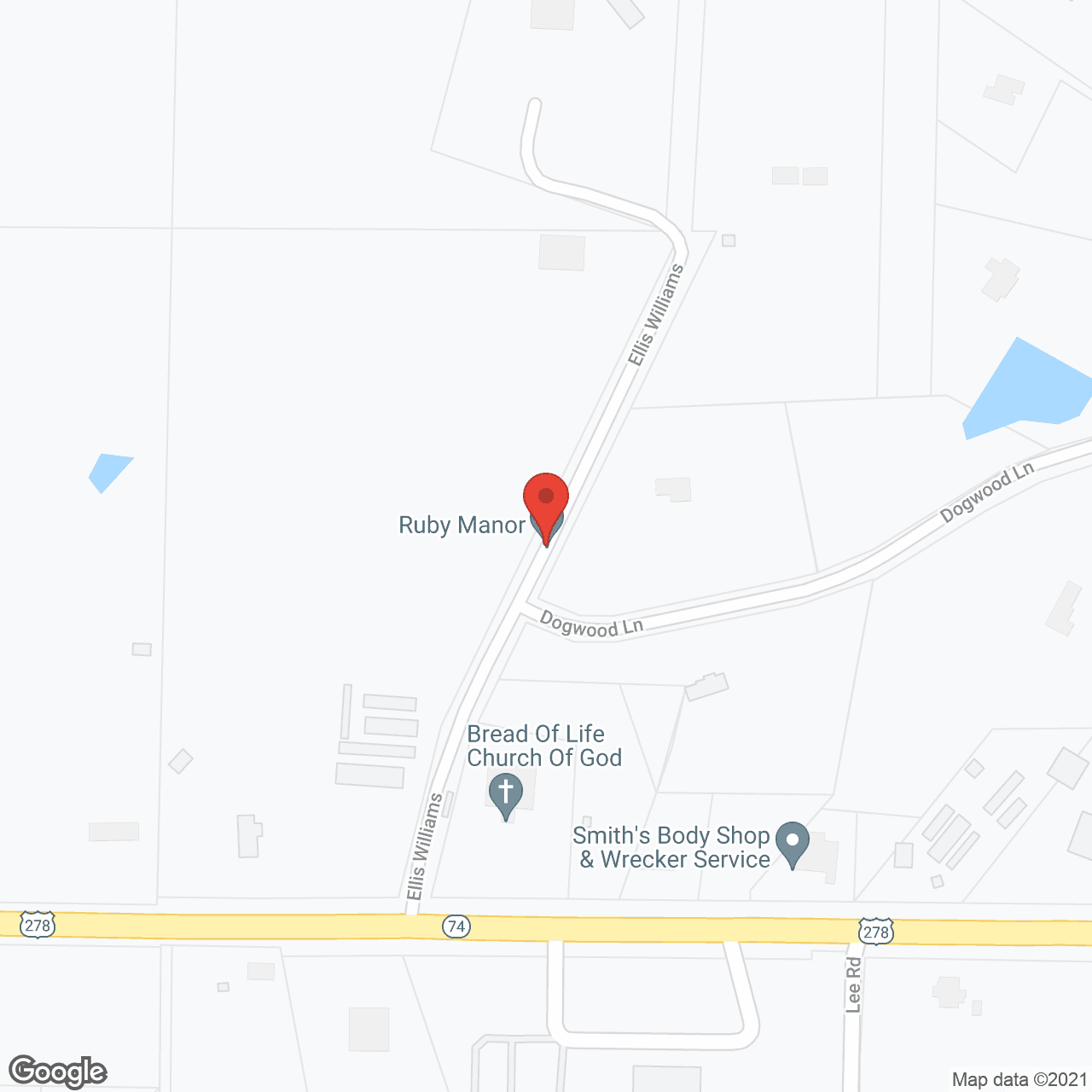 Map of the neighborhood around Oak Trace Assisted Living