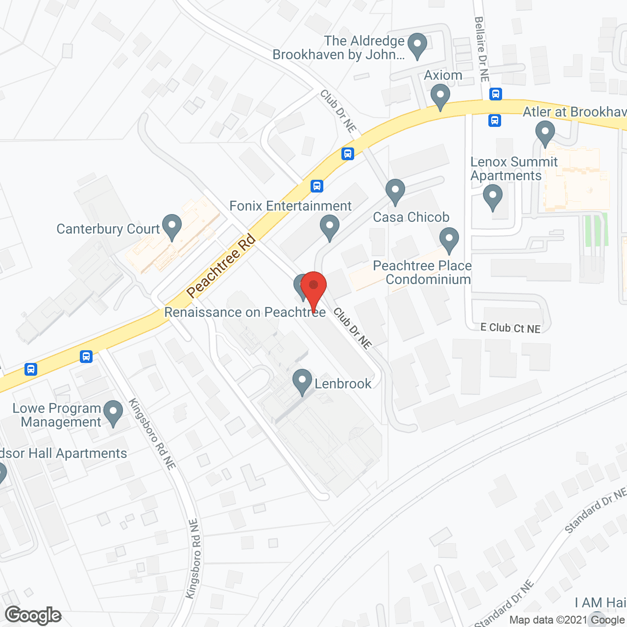 Map of the neighborhood around Renaissance on Peachtree
