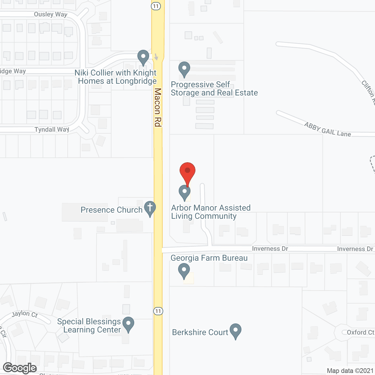 Map of the neighborhood around Arbor Manor Assisted Living Community
