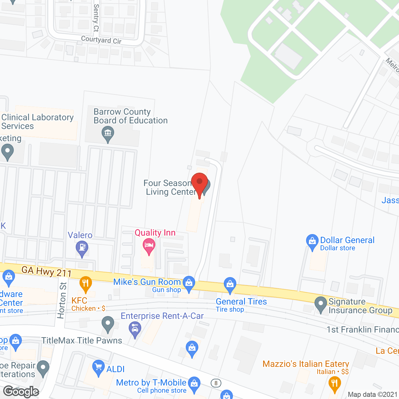 Map of the neighborhood around Four Seasons Independent Living Center