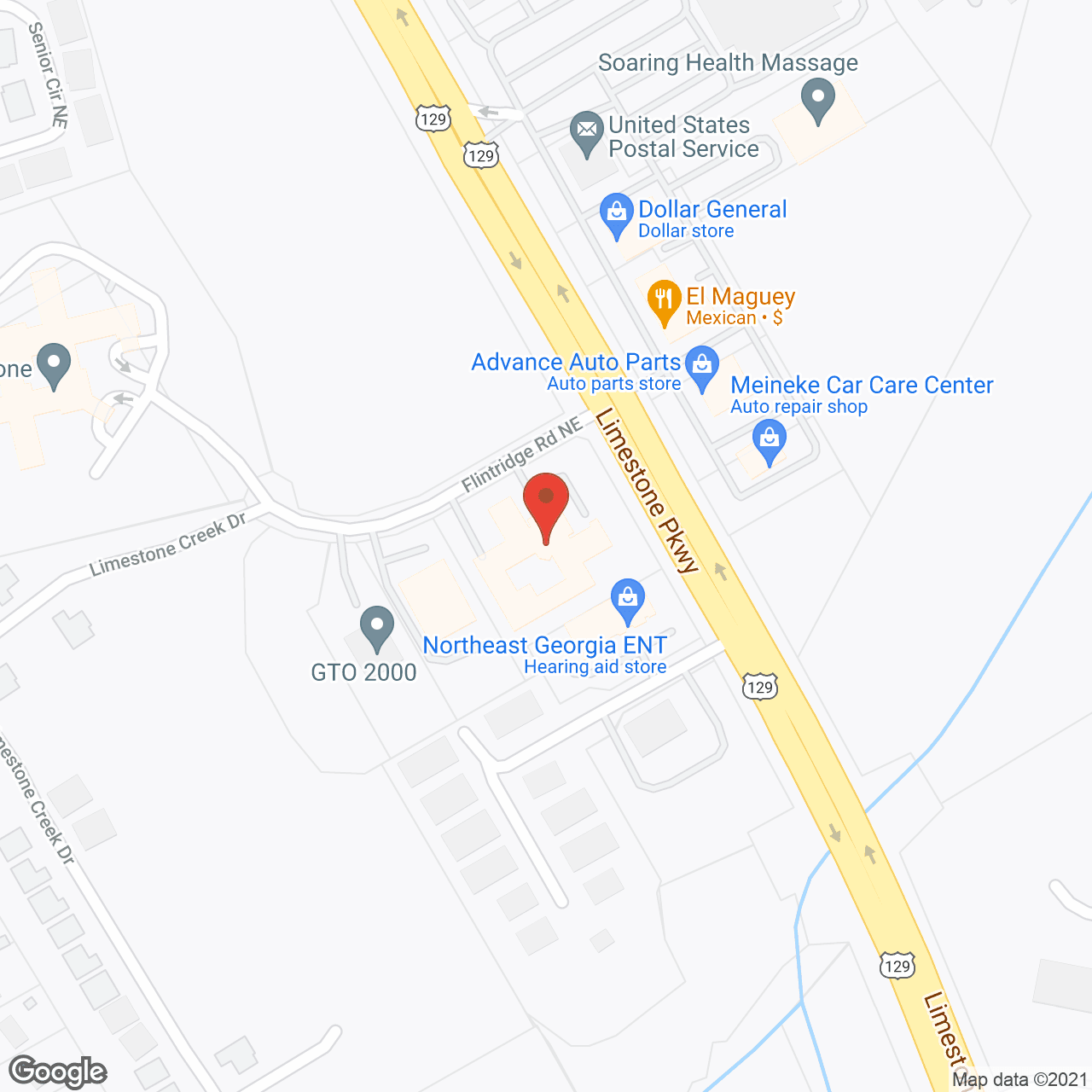 Map of the neighborhood around Lakes at Gainesville Assisted Living