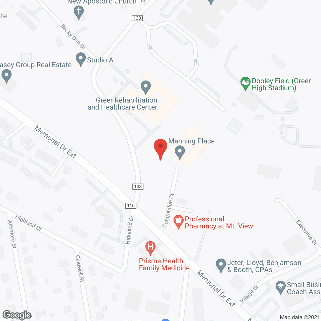 Map of the neighborhood around Manning Square