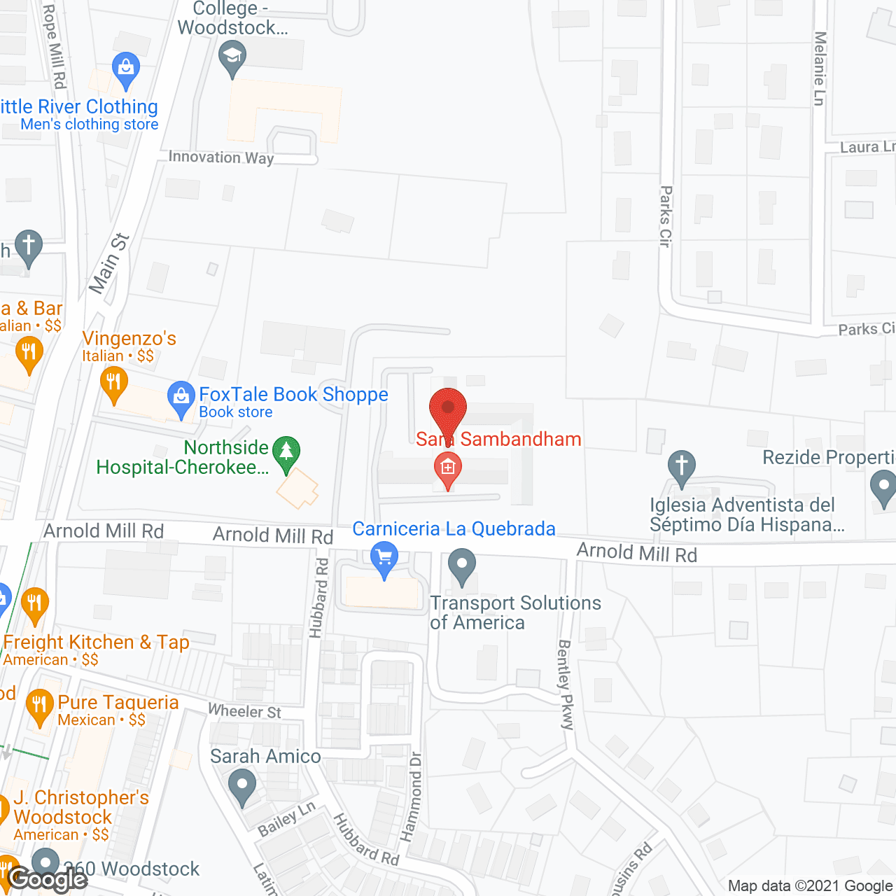 Map of the neighborhood around Woodstock Nursing and Rehab