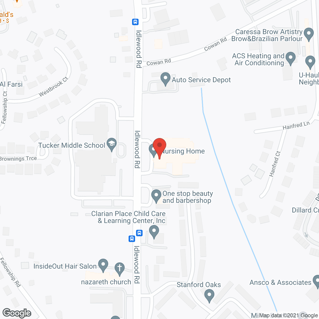 Map of the neighborhood around Tucker Health and Rehab
