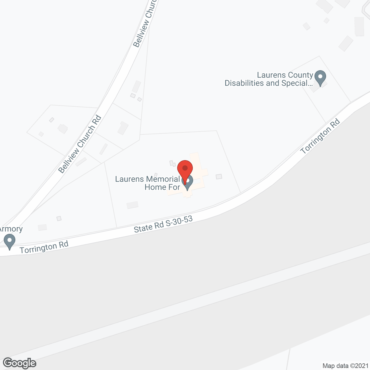 Map of the neighborhood around Laurens Memorial Home for The Aged