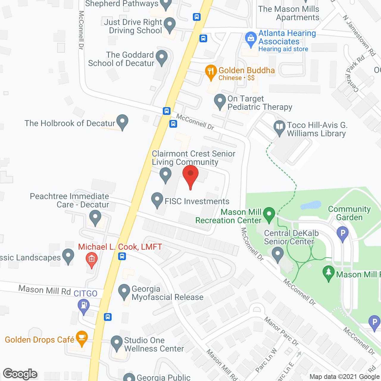 Map of the neighborhood around Clairmont Crest Senior Living