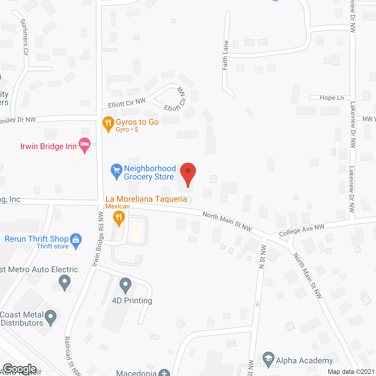 Map of the neighborhood around Legacy Retirement Ctr